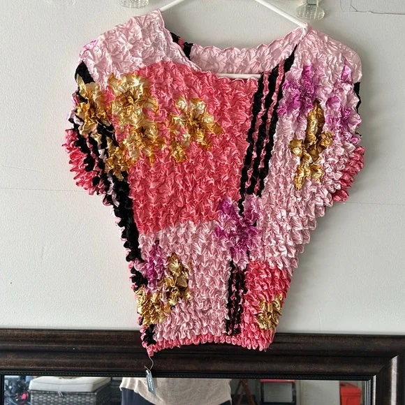 Vintage 1990's Abstract Floral Art fairy Magic Popcorn / Bubble Shirt NWT - Picture 1 of 6